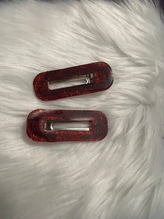 Glittery Red Racetrack Hair Clips