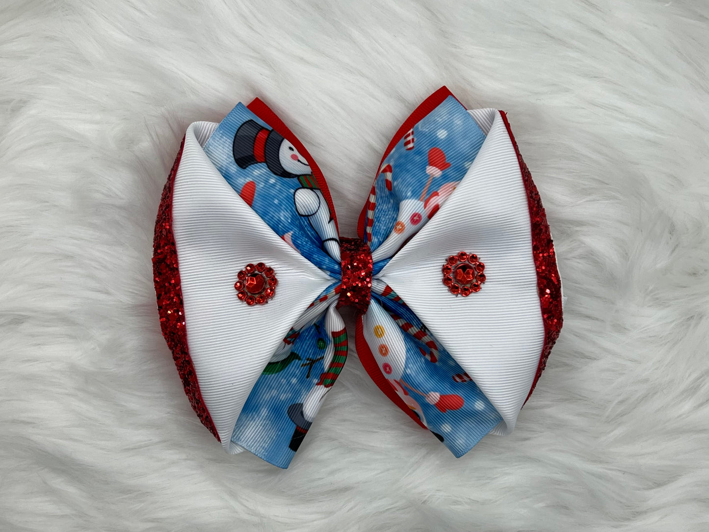 Large “Christmas Snowman" Hair Bow