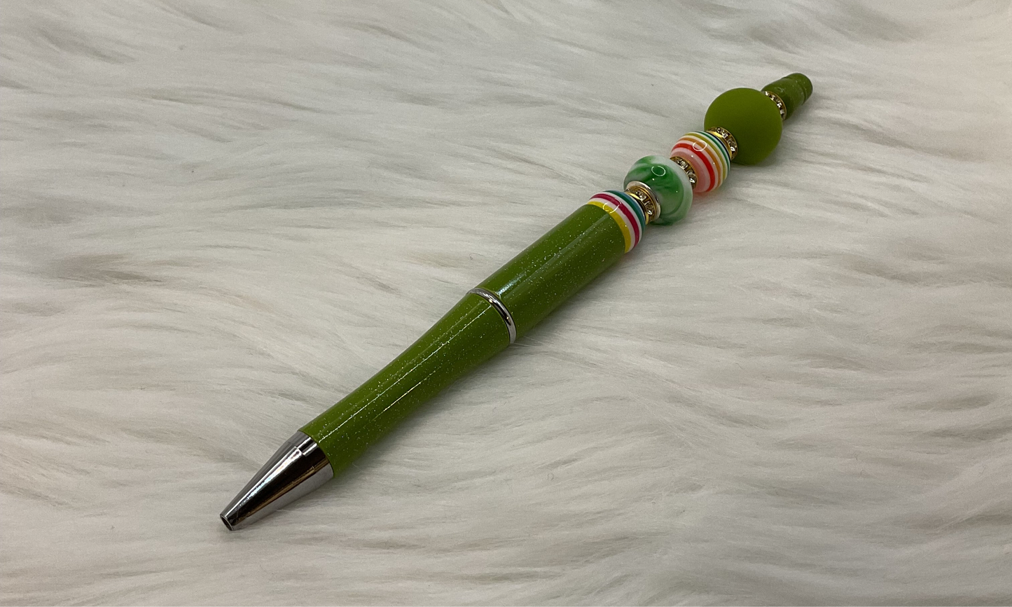 Forest Green Beaded Pen 2