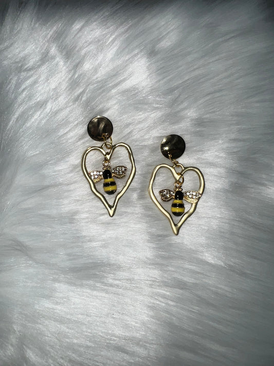 "Bee in Heart" Earrings