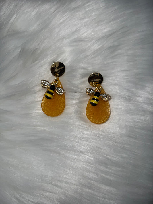 "Bee on Teardrop" Earrings